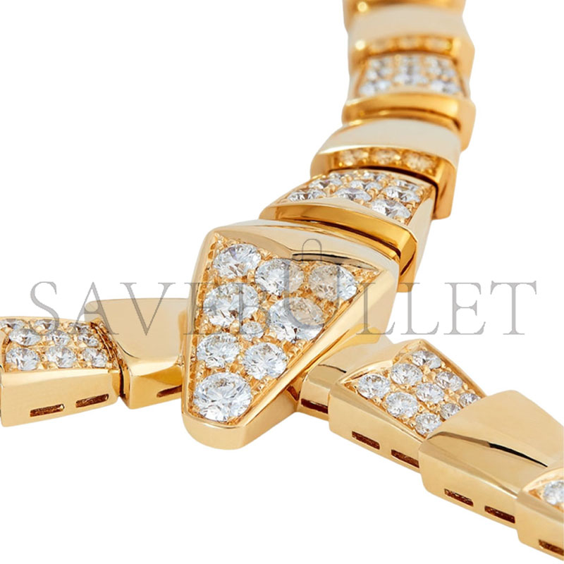 BVLGARI YELLOW GOLD AND DIAMOND SERPENTI SCAGLIE NECKLACE 